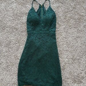 Women's Lace Bodycon Dress - Dark Green